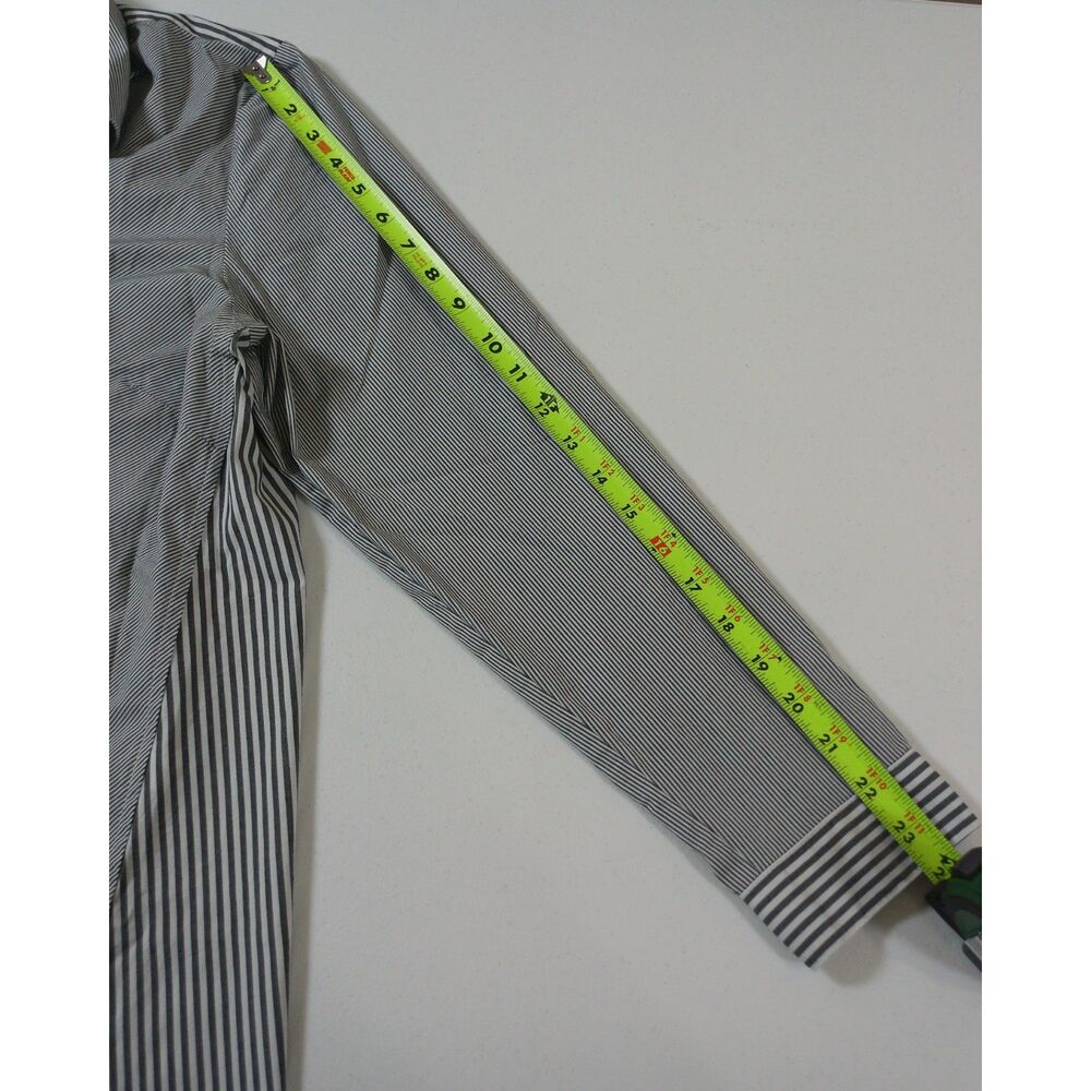 J. Jill Striped Button Front Shirt Large Gray White Stretch Tunic Career Casual - Picture 8 of 10